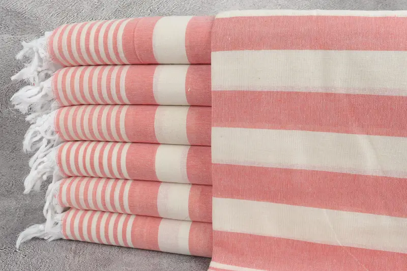 Türkisches Strandtuch, orange gestreift, umweltfreundlich, 36 x 67 Zoll