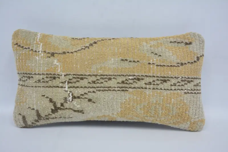 Kilim Pillow, Hippie Throw Cushion Case, Southwestern Cushion, Cushion Case, Gift Pillow, Vintage Pillow, 8x16 Beige Pillow Sham - 1