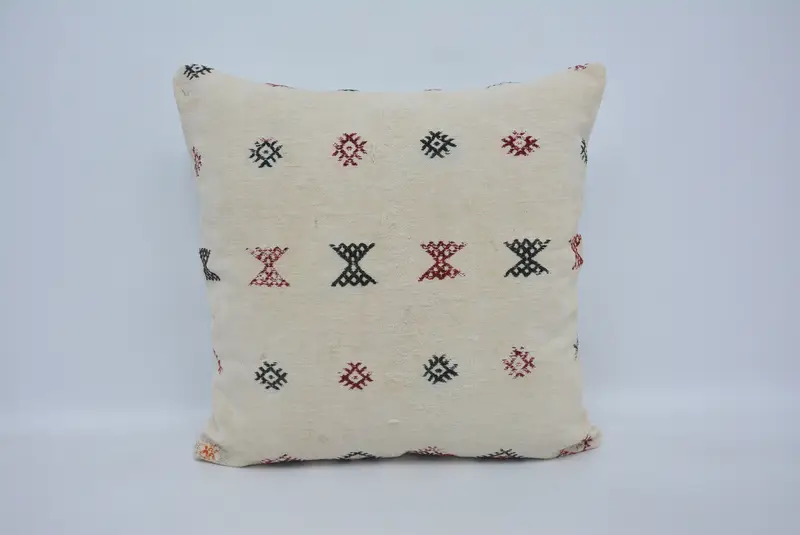 Gesticktes Vintage-Wurfkissen, 28x28 handgemachter Hanfbezug