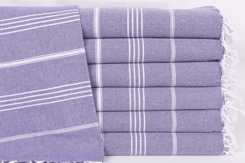 Personalized Purple Striped Organic Cotton Bath Towel, 70x40 Inches