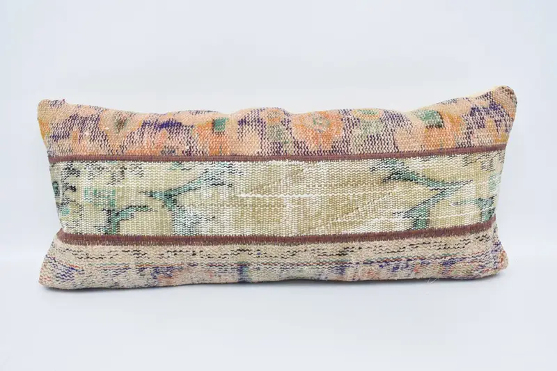 Funda de almohada vintage para sala de estar, funda de almohada beige de regalo de 16x35 pulgadas - 1