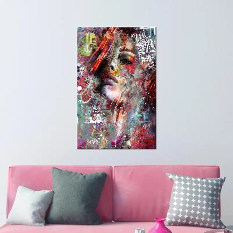 Impresión de lienzo de mujer abstracta elegante - Arte nórdico vibrante