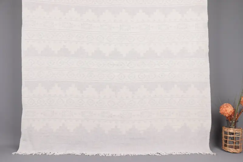 Monogrammed Beach Towel Personalized Light Gray Aztec, 36x71 Inches