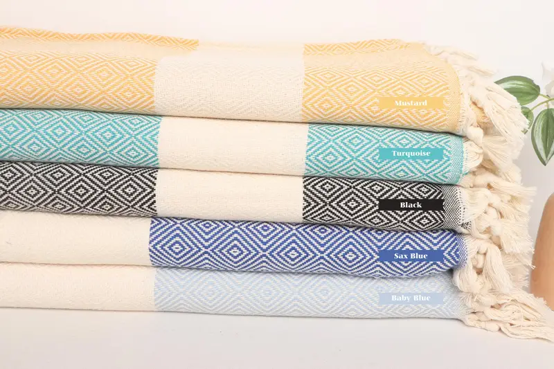 Custom Wedding Gifts, Turkish Throw Blanket, Christmas Tablecloth, Christmas Gift, Throw Blanket, 96x80 Cotton Diamond Towel, Bridal Shower Gift - 2