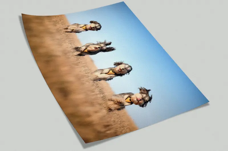 Paper Wall Art ,Four Cute Dogs Wall Decor,Dog Wall Decor,Bright Wall Paper,3d Wall Paper,Cute Running Dogs,Animal Wall Paper, - 7