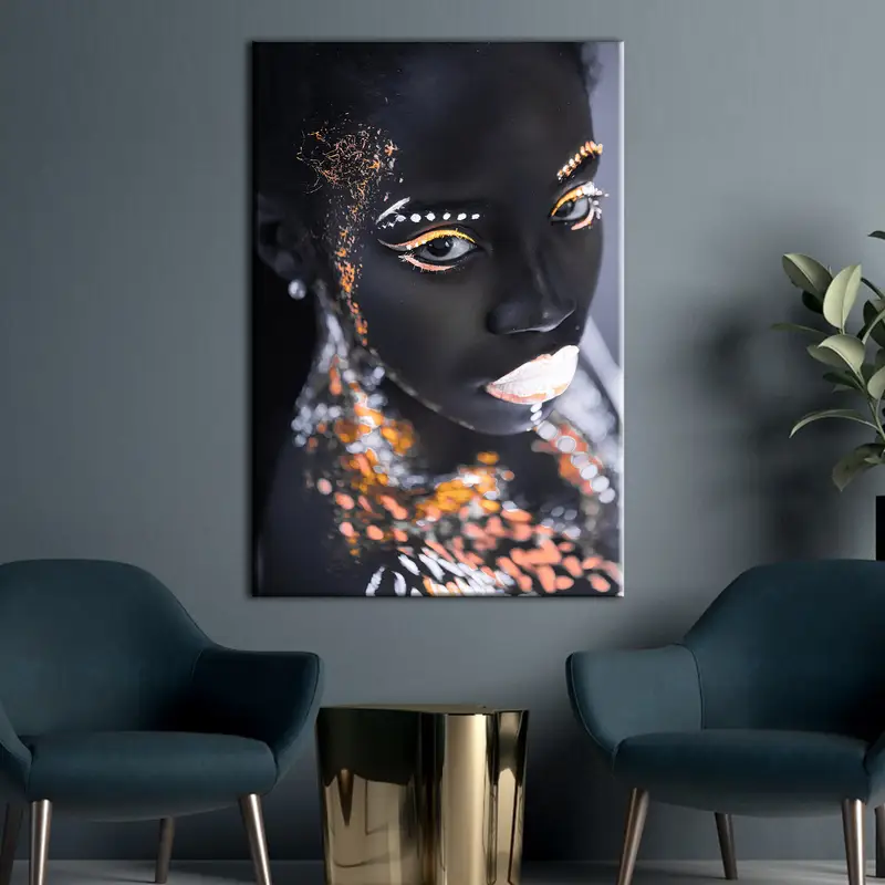 Portrait of African Woman, Colorful Abstract Art, Make-up Face  Art, African Woman Print, African Canvas Art, Black Woman in Colorful Canvas - 5