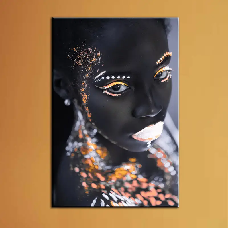 Portrait of African Woman, Colorful Abstract Art, Make-up Face  Art, African Woman Print, African Canvas Art, Black Woman in Colorful Canvas - 2