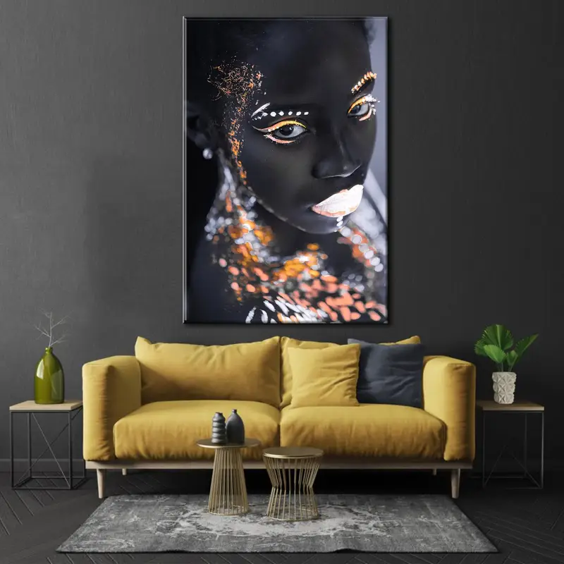 Portrait of African Woman, Colorful Abstract Art, Make-up Face  Art, African Woman Print, African Canvas Art, Black Woman in Colorful Canvas - 3