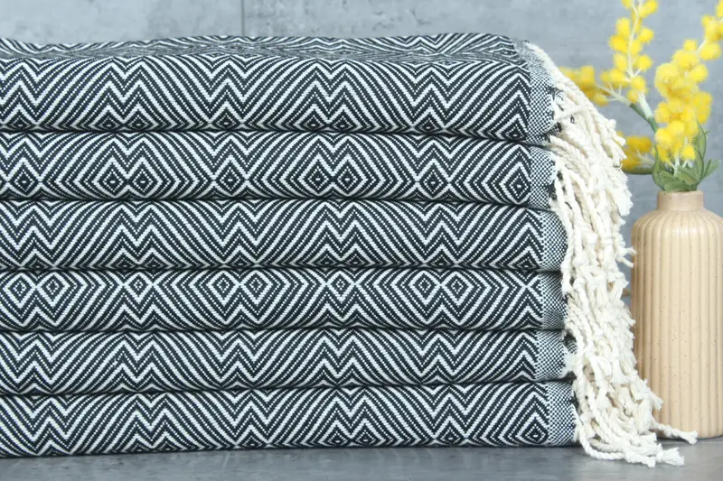 Custom Beach Towel Organic Cotton Black Diamond, 40x75 Inches