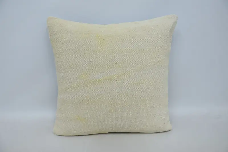 Square Plaid Vintage Cushion Cover, Antique Beige Housewarming Gift 24x24 inch Pillow Cover - 1
