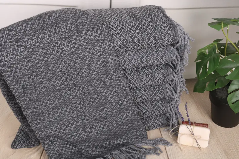 Geometric Towel Personalized Black Cotton, 40x71 Inches