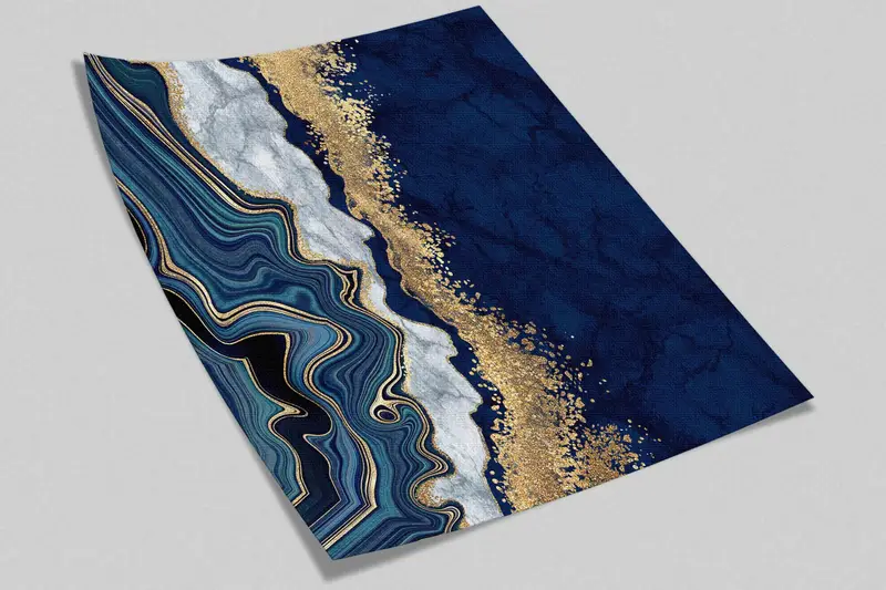 Luxury Marble Wallpaper, Blue Gold Marble Wall Mural, Alcohol Ink Wall Painting, 3D Wall Art, Contemporary Wall Art, Paper Wall Art, - 10