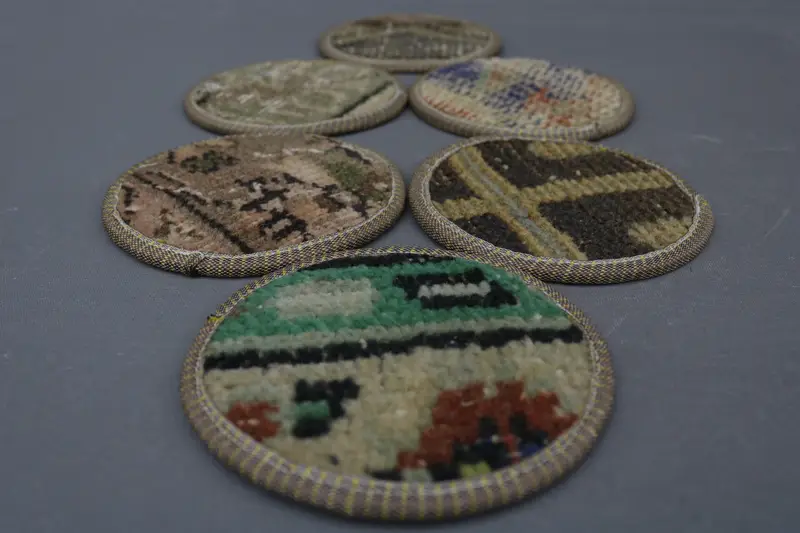 Posavasos redondo boho beige y marrón, posavasos boho único