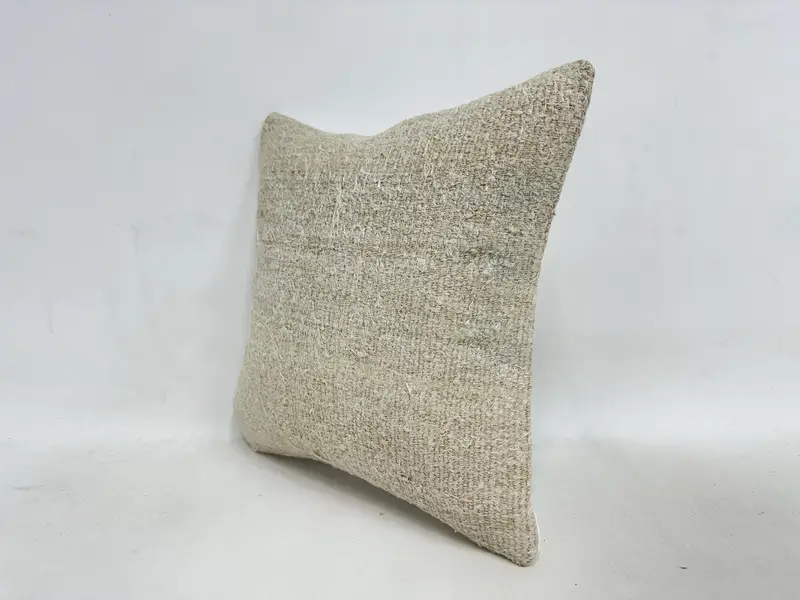 Traditional Cushion, Pillow, Turkish Pillow, Vintage Kilim Pillow, Sustainable Pillow Cover, Yoga Pillow, 16x16 Beige Cushion, Kilim Pillow Cover - 4