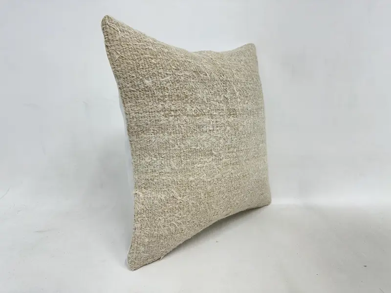 Traditional Cushion, Pillow, Turkish Pillow, Vintage Kilim Pillow, Sustainable Pillow Cover, Yoga Pillow, 16x16 Beige Cushion, Kilim Pillow Cover - 3