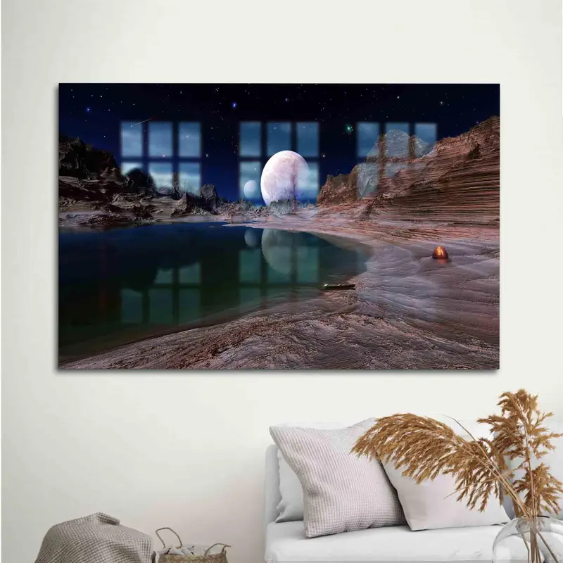 Elegante Vidrio Impreso: Cosmos, Planeta, Lago, Naturaleza, Cielo, Cielo Estrellado