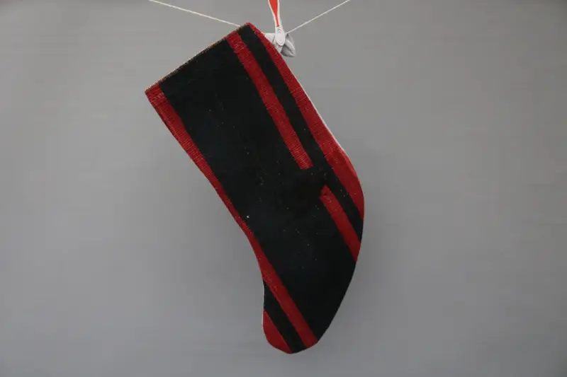 Red and Black Christmas Ornaments Stocking, Festive 9-Inch Stocking