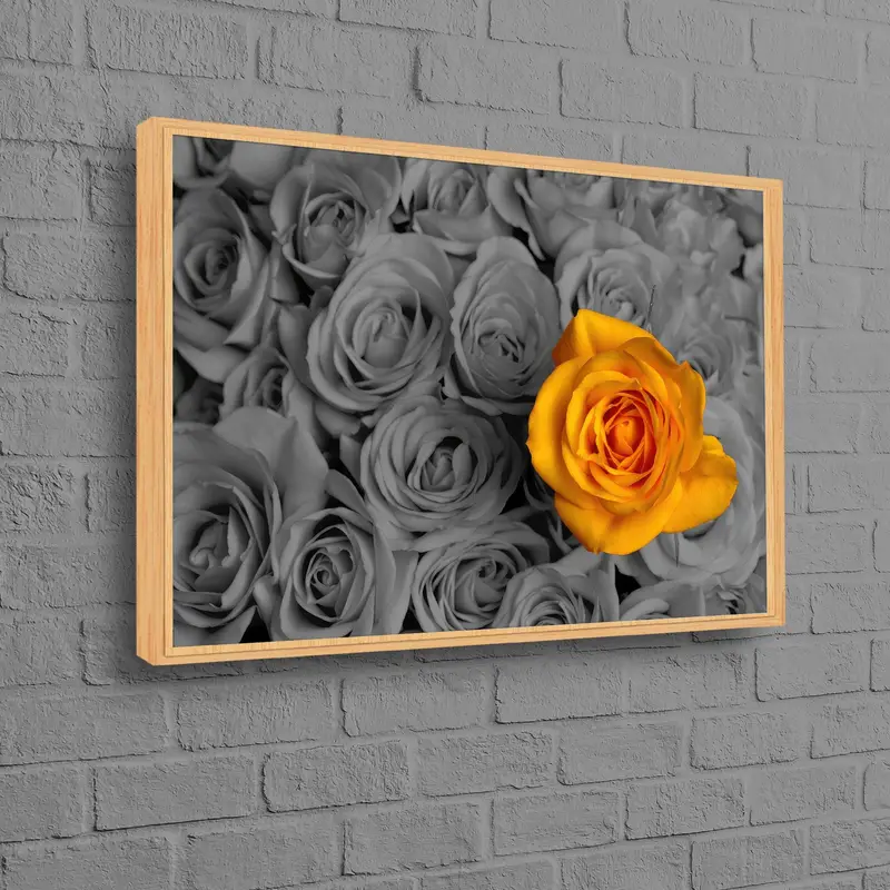 モダンラグジュアリーヴォーグファッション：イエローローズプリントキャンバスアート