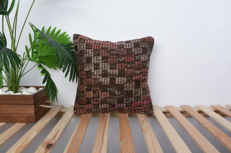 Antique Pillows, Pillow Case, Pillow for Couch, 16x16 Red Cushion Cover, Retro Throw Pillow Cover, Kilim Pillow, Outdoor Bolster Cushion - 1
