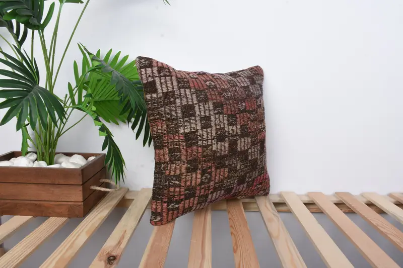 Antique Pillows, Pillow Case, Pillow for Couch, 16x16 Red Cushion Cover, Retro Throw Pillow Cover, Kilim Pillow, Outdoor Bolster Cushion - 4
