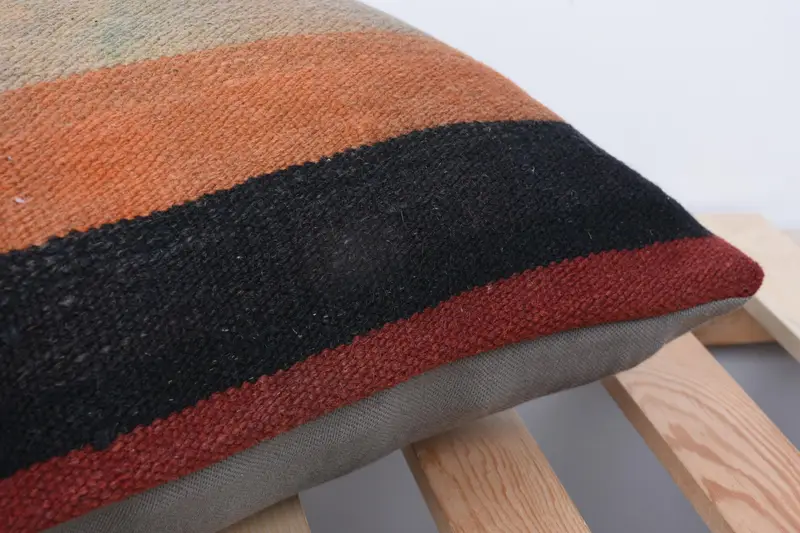 Vintage Kilim Pillow, Outdoor Cushion Case, Cushion Cover, 12x24 Orange Pillow Cover, Boho Pillow, Turkish Pillow, Yoga Pillow Sham - 4