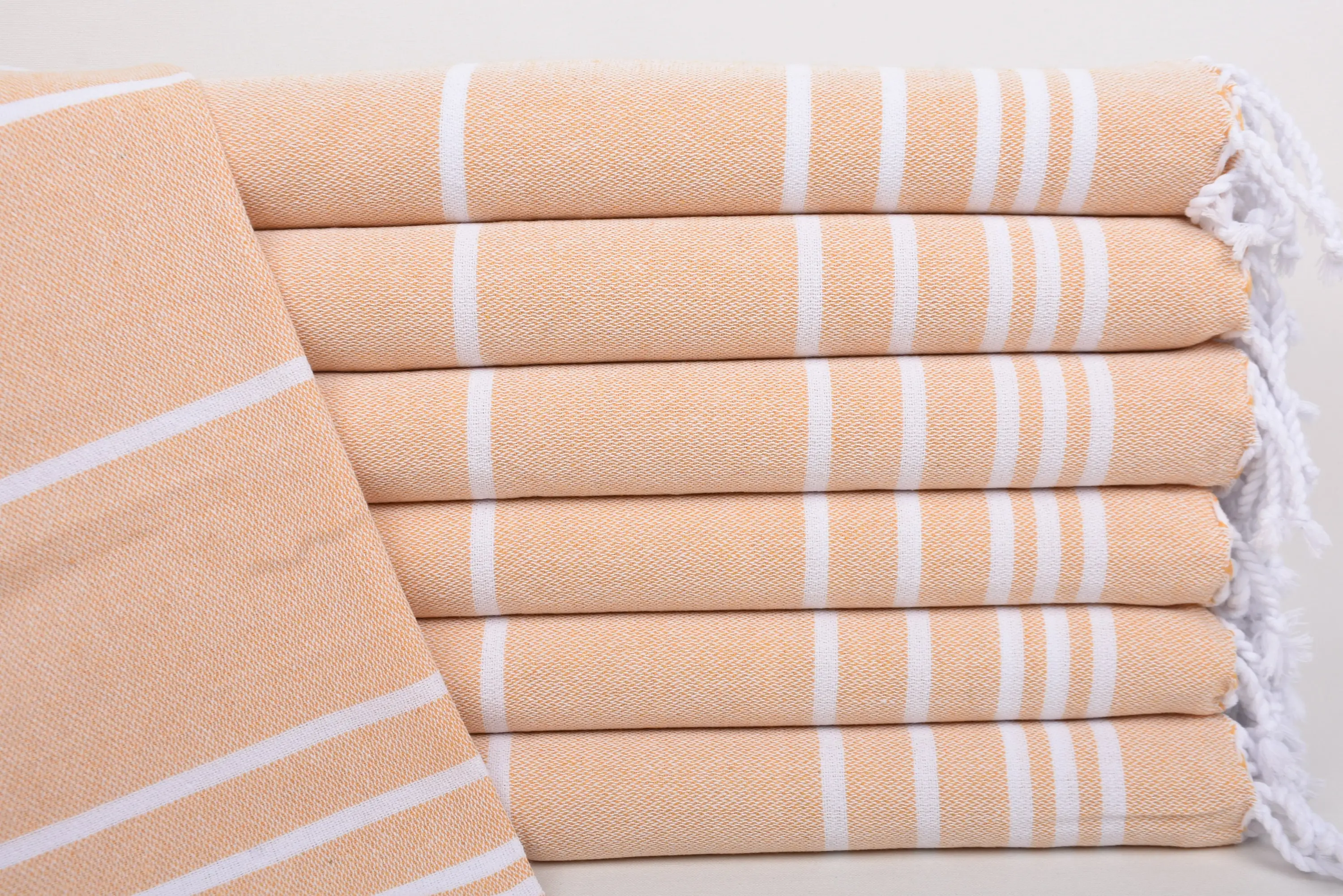 Mustard Striped Dish Towel Turkish Cotton, Personalized Gift, 38x18 Inches - 1