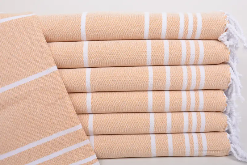 Mustard Striped Dish Towel Turkish Cotton, Personalized Gift, 38x18 Inches