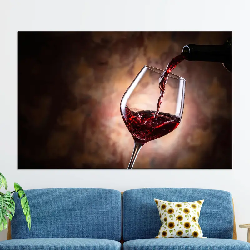 Elegant Red Wine Canvas: Kitchen, Dining Room, Pub Art