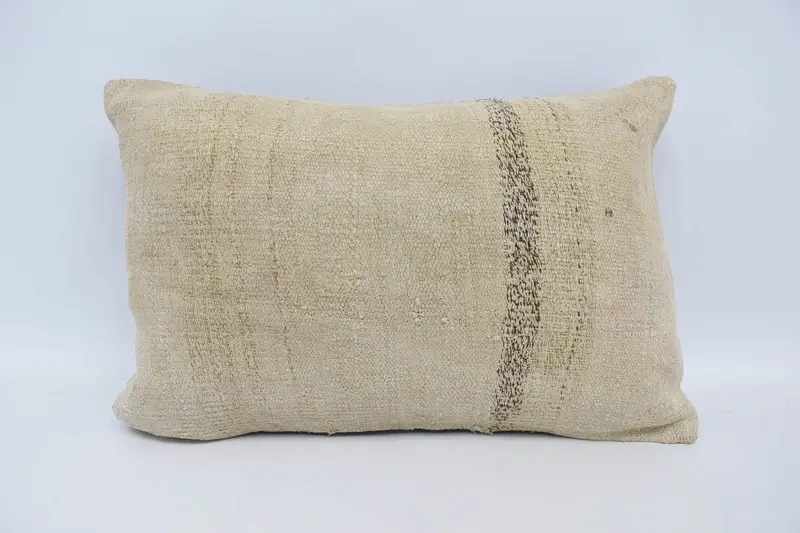 Home Decor Pillow, Vintage Kilim Throw Pillow, Cushion Case, Vintage Throw Cushion Case, 16x24 Beige Pillow Cover, Vintage Kilim Pillow - 1