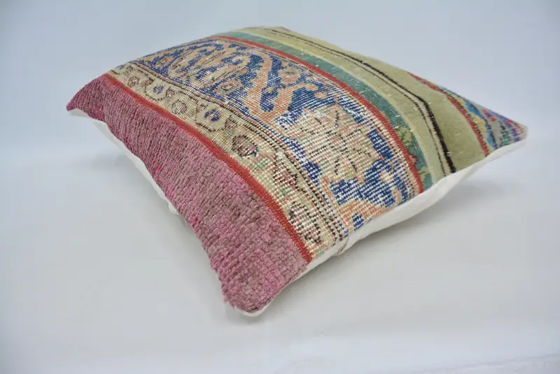 Turkish Kilim Pillow, Cotton Cushion Cover, Pillow Case, Oriental Pillow Sham, 20x28 Blue Pillow Case, Turkish Pillow, Kilim Cushion Sham - 6