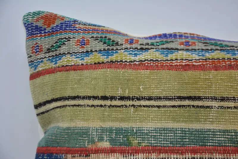 Turkish Kilim Pillow, Cotton Cushion Cover, Pillow Case, Oriental Pillow Sham, 20x28 Blue Pillow Case, Turkish Pillow, Kilim Cushion Sham - 2