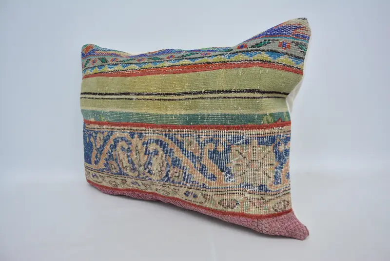 Turkish Kilim Pillow, Cotton Cushion Cover, Pillow Case, Oriental Pillow Sham, 20x28 Blue Pillow Case, Turkish Pillow, Kilim Cushion Sham - 4