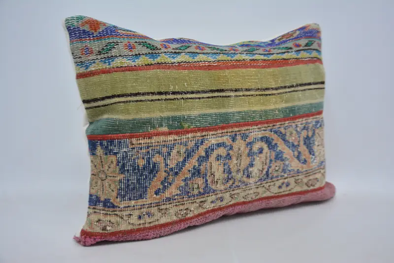 Turkish Kilim Pillow, Cotton Cushion Cover, Pillow Case, Oriental Pillow Sham, 20x28 Blue Pillow Case, Turkish Pillow, Kilim Cushion Sham - 3