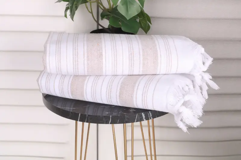 Organic towel, Beach Wedding Favor, Sand-resistant towel, Wedding Shower Gift, 68x32 Cotton Striped Towel, Kids Beach Towel, Bridesmaid Gift - 3