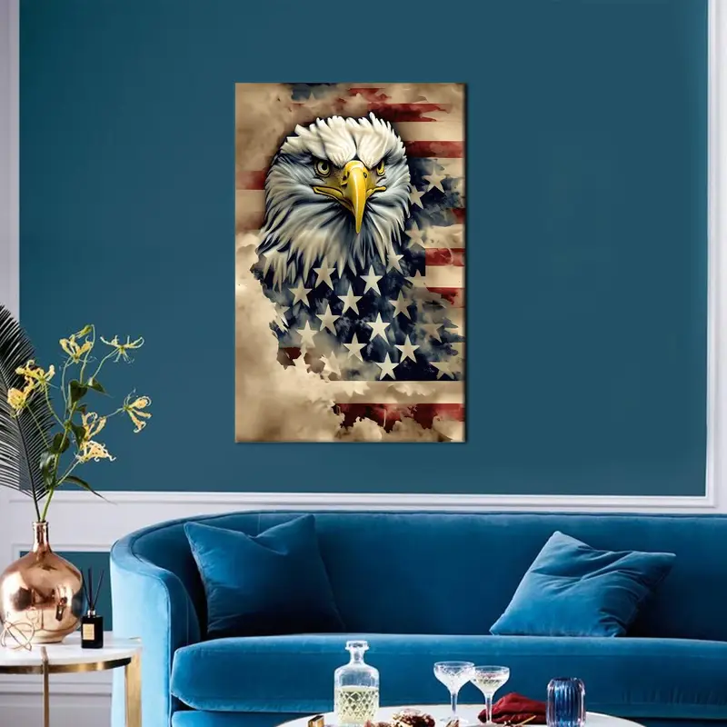 American Eagle Wall Art, Eagle Canvas Art, American Flag Canvas Decor, Flag Wall Art, Trendy Canvas Art, American Flag Art, Gift For Office - 3