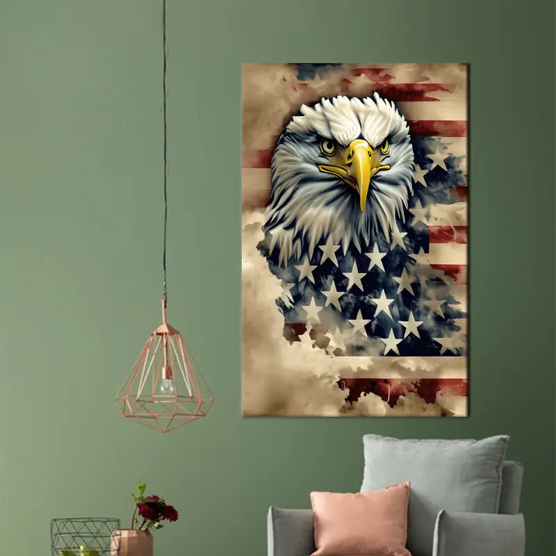American Eagle Wall Art, Eagle Canvas Art, American Flag Canvas Decor, Flag Wall Art, Trendy Canvas Art, American Flag Art, Gift For Office - 2