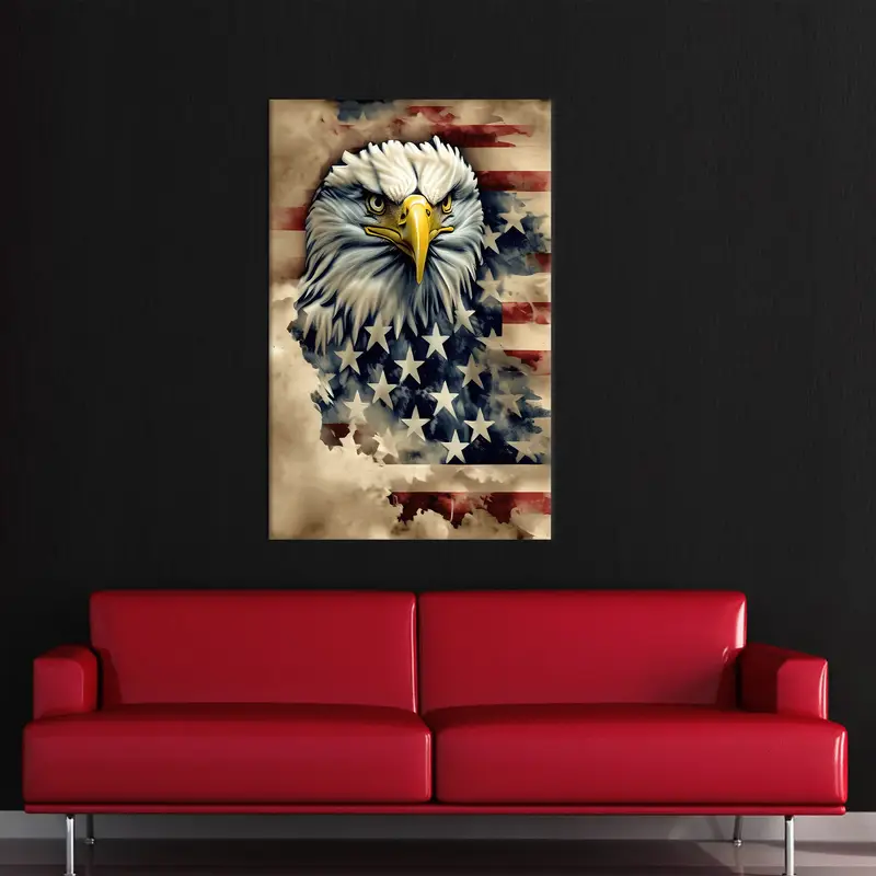 American Eagle Wall Art, Eagle Canvas Art, American Flag Canvas Decor, Flag Wall Art, Trendy Canvas Art, American Flag Art, Gift For Office - 1