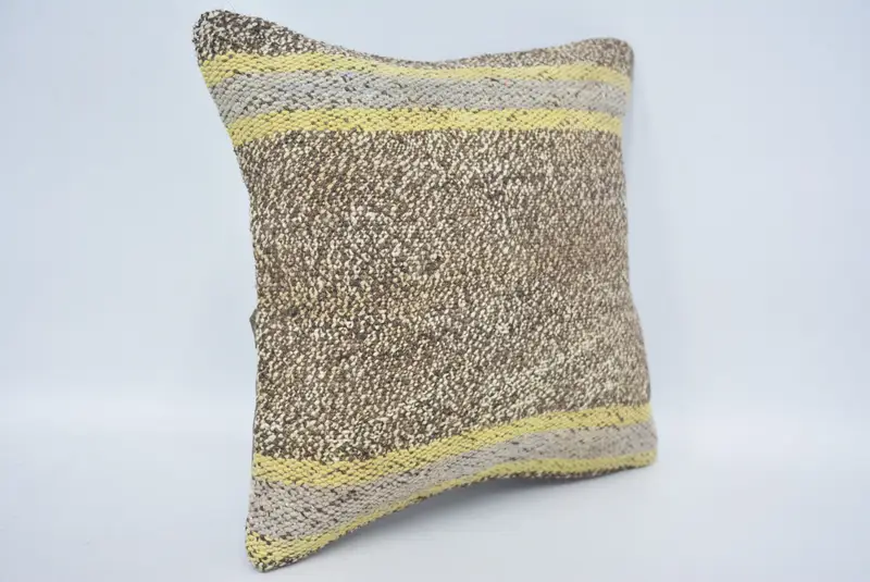 Cushion Cover, Ethnical Kilim Rug Pillow, Toss Pillow Case, Antique Pillows, 12x12 Brown Cushion Case, Vintage Kilim Throw Pillow - 3