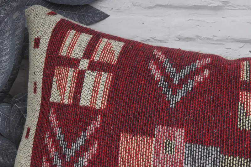 Nomadic Pillow, Vintage Kilim Pillow Pillow Case, Boho Pillow, Cushion, 16x36 Red Pillow Cover, Seat Cushion Cover, Pillow for Sofa, Antique Pillows - 2