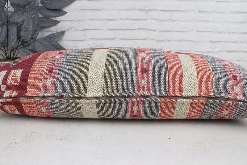 Nomadic Pillow, Vintage Kilim Pillow Pillow Case, Boho Pillow, Cushion, 16x36 Red Pillow Cover, Seat Cushion Cover, Pillow for Sofa, Antique Pillows - 5