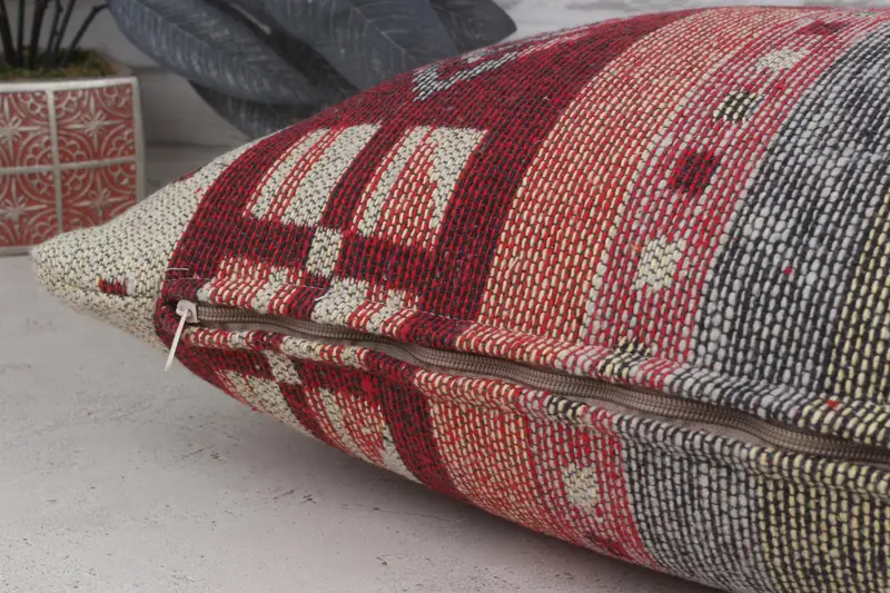 Nomadic Pillow, Vintage Kilim Pillow Pillow Case, Boho Pillow, Cushion, 16x36 Red Pillow Cover, Seat Cushion Cover, Pillow for Sofa, Antique Pillows - 6