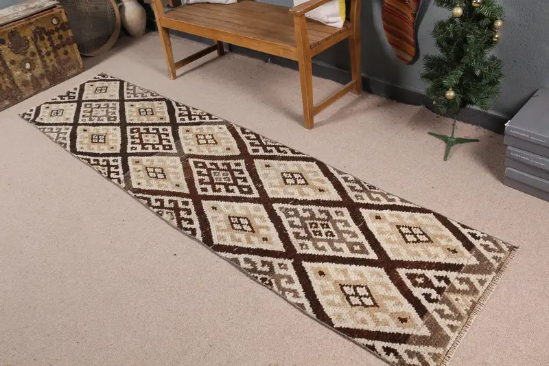 Beige & Brown Animal Print Rug, 2.3x9.5 ft Chic Decor