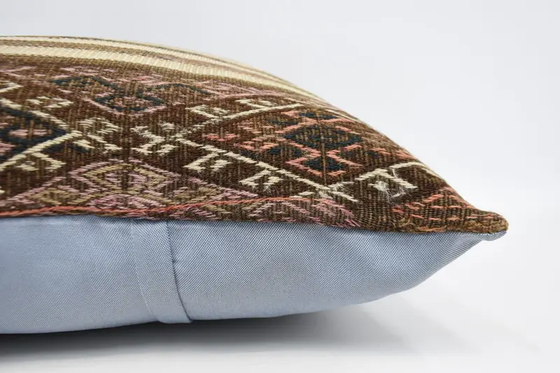 Seat Cushion Case, Home Decor Pillow, Turkish Kilim Pillow, Cushion, Ethnical Kilim Rug Pillow, 28x28 Brown Cushion Case - 5