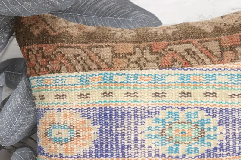 Cushion Case, Vintage Pillow, Car Cushion, 16x16 Blue Pillow, Bench Cushion Case, Kilim Pillow, Interior Designer Pillow, Outdoor Cushion - 2