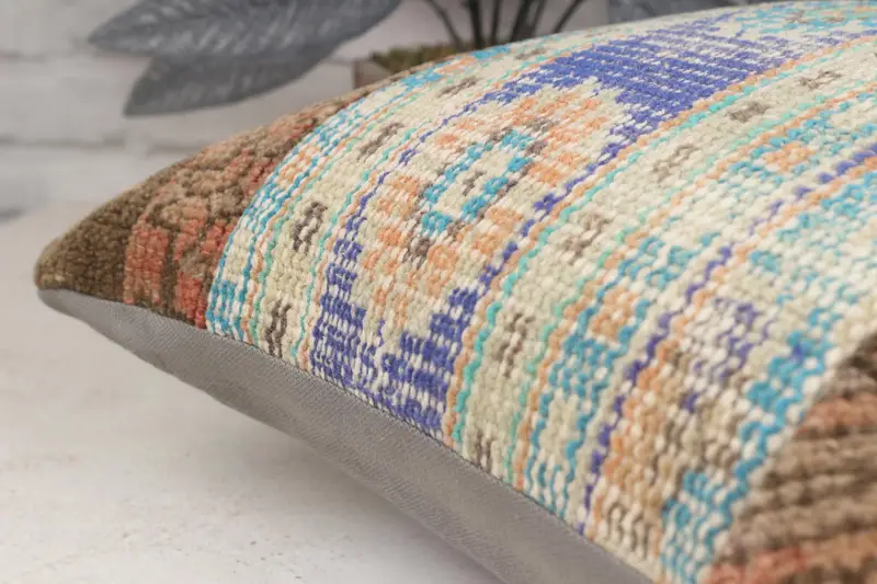 Cushion Case, Vintage Pillow, Car Cushion, 16x16 Blue Pillow, Bench Cushion Case, Kilim Pillow, Interior Designer Pillow, Outdoor Cushion - 7