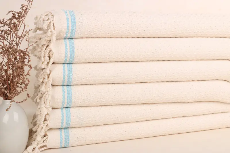 Monogrammed Hand Towel Turquoise Cotton, 18x38 Inches