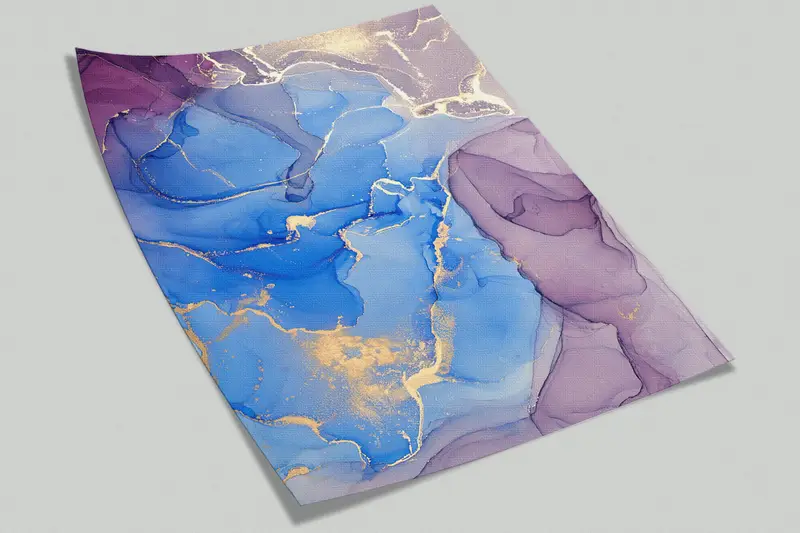 Lila und blaue Marmorwandkunst, maßgefertigte Handpapier, moderne Tapete, Papierwandkunst, helles Handy, Alkoholtinte Tapete, - 10
