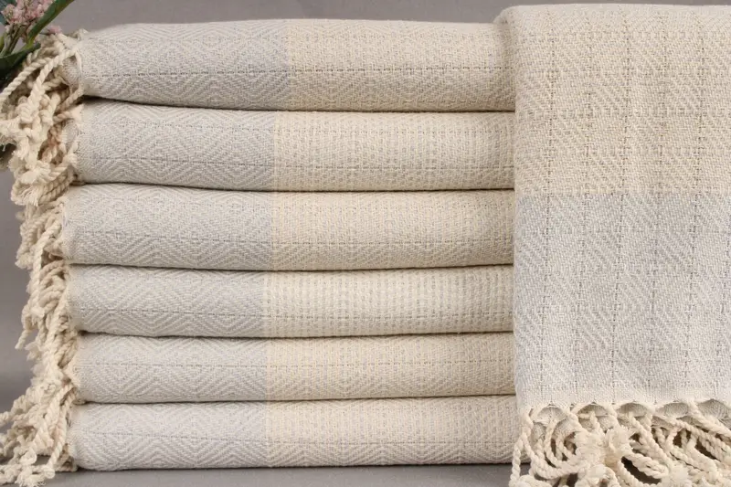 Turkish Beach Towel Gray Diamond, 40x71 Inches, Handwoven Organic Cotton