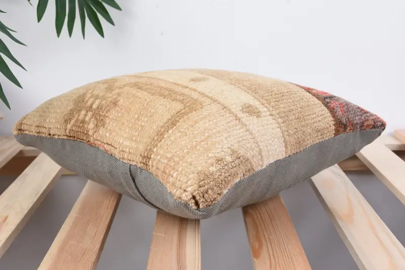 Garden Pillow Sham, Turkish Rugs Cushion Cover, Pillow Case, Vintage Kilim Throw Pillow, Home Decor Pillow, Throw Kilim Pillow, 12x12 Brown Pillow - 6