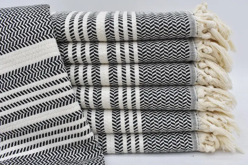 Hand Towel, 40x20, Black Turkish Kitchen Towel, 100% Natural Cotton